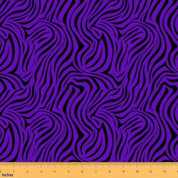 Manfei Purple Zebra Wave Fabric by the Yard 10 Yards, Violet Black ...