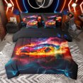 thumbnail image 1 of Manfei Race Car 7pcs Bedding Comforter Set,Kids Extreme Sport Queen Bedding Sets,Orange Red Black Queen Sheet Sets For Boys,Luxury Bedroom Decor Reversible, 1 of 9