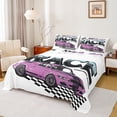 thumbnail image 1 of Manfei Race Car Bed Sheets,Extreme Sports King Sheets,Purple White Black Sheet Set For Boys Teens,Breathable Home Decor,4-Piece, 1 of 7