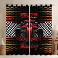 thumbnail image 1 of Manfei Race Car Kitchen Curtains,Classic Sports Print Black Out Curtains Pack of 2 (42x63 Each),Yellow Red, 1 of 7
