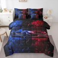 thumbnail image 1 of Manfei Racing Car 7-Piece Twin Bedding,Abstract Geometric Hexagonal Pattern Bedding Comforter Set,Red Blue,Black Reversible, 1 of 7