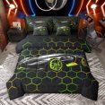 thumbnail image 1 of Manfei Racing Car 7pcs Bedding Comforter Set,Modern Geometric Hockeycomb Queen Bedding Sets,Green Black Queen Sheet Sets For Boys Kids,Ultra Soft Home Decor Reversible, 1 of 9