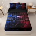 thumbnail image 1 of Manfei Racing Car Zipper Twin Comforter Sets with Fitted Sheet and 2 Pillowcases,Abstract Geometric Hexagonal Pattern Zipper Bedding Set,Red Blue,Black Reversible,4pcs, 1 of 8