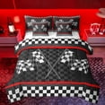 thumbnail image 1 of Manfei Racing Flag 7-Piece Twin Bedding Sets,Speed Sport Bedding Comforter Set,White Black Plaid Sheet Sets For Boys Teens,Super Cozy Room Decor, 1 of 8
