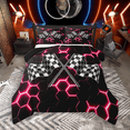 thumbnail image 1 of Manfei Racing Flag Bedding Comforter Set 2pcs for Boys, Neon Pink Honeycomb Twin Comforter Sets, Black White Plaid Bedding Set, Lightweight Room Decor, 1 of 8