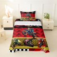 thumbnail image 1 of Manfei Racing Motorbike Twin Sheets,Geometric Plaid Art Bedding,Red,3 Pieces,1 Fitted Sheet and 1 Pillowcase, 1 of 6