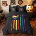 thumbnail image 1 of Manfei Rainbow American Flag Full Size Bedding Sets, Grunge Stripe Full Size Bed in a Bag, Multicolor, Black Reversible 7 Pieces, 1 of 6