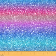 Manfei Rainbow Galaxy Fabric by the Yard 1 Yard for Girls, Glitter Stars Astrology Decorative Fabric by the Yard, Pink Blue Gradient DIY Fabric