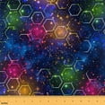 thumbnail image 1 of Manfei Rainbow Galaxy Space Fabric by the Yard (2 Yards), Glitter Stars Decorative Fabric by the Yard, Geometric Honeycomb DIY Fabric, 1 of 6