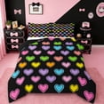 thumbnail image 1 of Manfei Rainbow Heart Pattern Bedding Comforter Set,Cute Cartoon Print Twin Comforter Sets,Pink Purple Black Bedding Set For Girls Teens,Microfiber Bedroom Decor Reversible,2 Pieces, 1 of 7