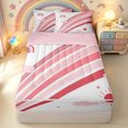 thumbnail image 1 of Manfei Rainbow Lines Zipper Twin Comforter Sets with Fitted Sheet and 2 Pillowcases, Sky Sun Cloud Zipper Bedding Set, Pink White, Pink Reversible, 4 Pieces, 1 of 7