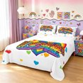 thumbnail image 1 of Manfei Rainbow Love Heart King Sheets, Ink Love is Love Bedding, White Orange, 4pcs, 1 Flat Sheet, 1 Fitted Sheet and 2 Pillowcases, 1 of 6