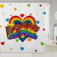 thumbnail image 1 of Manfei Rainbow Love Heart Shower Curtain 72Wx84L, Ink Love is Love Bathroom Shower Curtain, White Orange, 1 of 5