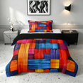 thumbnail image 1 of Manfei Rainbow Stripe Twin Comforter Sets, Vintage Geometric Bedding Set, Multicolor, Black Reversible 2-Piece, 1 Comforter and 1 Pillowcase, 1 of 6