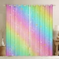 thumbnail image 1 of Manfei Rainbow Stripes Black Out Curtains,Gold Glitter Print Curtains Pack of 2 (42x63 Each),Multicolor Aesthetic Bedroom Curtains For Girls Kids,Luxury Bedroom Decor, 1 of 6