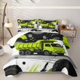 thumbnail image 1 of Manfei Recycling Truck Pattern Bed Spread Queen,Cartoon Car Print Queen Coverlet Set,Green,3pcs, 1 of 7