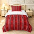 thumbnail image 1 of Manfei Red Black Geometric Check Twin Comforter Sets,Classic Plaid Bedding Set,Reversible,2 Pieces,1 Comforter and 1 Pillowcase,2 Pieces,1 Comforter and 1 Pillowcase, 1 of 7