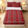 thumbnail image 1 of Manfei Red Black Geometric Check Zipper Full Size Comforter Sets with Fitted Sheet and 2 Pillowcases,Classic Plaid Zipper Bedding Set,Reversible,4pcs, 1 of 8
