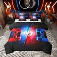 thumbnail image 1 of Manfei Red Blue Game Controller Bedding Comforter Set, Teens Gamer Gaming King Bedding Sets, Neon Lightning Star Bed Sheets Breathable Home Decor Reversible 7 Pieces, 1 of 8