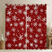 Manfei Red Cartoon Snowflake Black Out Curtains for Teen, Winter Snow Curtains Pack of 2 (42x63 Each), Western Christmas Festival Bedroom Curtains, Curtains Blackout Home Decor