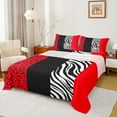 thumbnail image 1 of Manfei Red Cheetah Print Bed Sheets, Fashion Leopard Zebra King Sheets, Abstract Stripes Sheet Set, Breathable Home Decor, 4pcs, 1 of 7