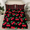 thumbnail image 1 of Manfei Red Cherry 4-Piece Full Size Sheets,Kawaii Fruit Bed Sheets,Cute Food Lightweight Sheet Sets,Cartoon Bedroom Decoration, 1 of 6