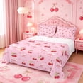 thumbnail image 1 of Manfei Red Cherry Bed Sheets For Girls,Pink Ribbon Bow King Sheets For Kids,4pcs, 1 of 6