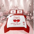 thumbnail image 1 of Manfei Red Cherry Bowknot Bedding Comforter Set for Girl, Cartoon Princess Ribbon Twin Comforter Sets, Initial R Letter Reversible Bedding Set, Lightweight Room Decor, 2-Piece, 1 of 8