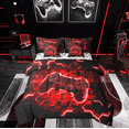 thumbnail image 1 of Manfei Red Game Console Bed in a Bag Full size, Neon Geometric Bed Set, Teens Gaming Reversible Bedding Full Size, Microfiber Room Decorative, 7-Piece, 1 of 6