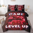 thumbnail image 1 of Manfei Red Game Console Bedding Comforter Set 7-Piece for Kids, Modern Video Game King Bedding Sets, Neon Geometric Reversible Bed Sheets, Super Cozy Room Decor, 1 of 7