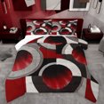 thumbnail image 1 of Manfei Red Gray Black Full Size Comforter Sets,Modern Geometric Art Bedding Comforter Set,Circular Print Bedding Sets For Adults,Microfiber Bedroom Decor Reversible,3-Piece, 1 of 8