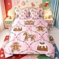thumbnail image 1 of Manfei Red-Green Animals 7-Piece Twin Bedding,Modern Christmas Candy Cane Bedding Comforter Set,Pink Reversible, 1 of 7