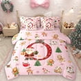 thumbnail image 1 of Manfei Red Initial O Letter 7pcs Bedding Comforter Set, Kawaii Cartoon Santa Claus Queen Bedding Sets, Christmas Reindeer Reversible Queen Sheet Sets, Luxury Bedroom Decor, 1 of 8