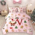 thumbnail image 1 of Manfei Red Initial W Letter 7 Pieces Bedding Comforter Set, Kawaii Cartoon Santa Claus Full Bedding Set, Christmas Reindeer Reversible Fitted Sheet Flat Sheet, Luxury Bedroom Decor, 1 of 8
