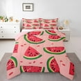 thumbnail image 1 of Manfei Red Kawaii Watermelon Queen Comforter Set, Cartoon Fruit Print Bedding Comforter Set, Teen Boy Girl Kid Reversible Bedding Set, Microfiber Bedroom Decor, 3 Pieces, 1 of 8