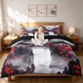 Manfei Red Maple Bridge Duvet Cover King, Pink Moon Pagoda King Bedding ...