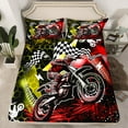thumbnail image 1 of Manfei Red Motorbike 4pcs Bed Sheets,Dirt Bike King Sheets,Geometric Honeycomb Super Cozy Sheet Set,Plaid Room Decorative, 1 of 6