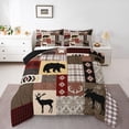 thumbnail image 1 of Manfei Red Plaid Wildlife Full Size Comforter Sets,Pine Patch Bedding Comforter Set,Black Reversible,3 Pieces,1 Comforter and 2 Pillowcases, 1 of 7