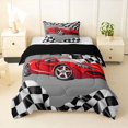 thumbnail image 1 of Manfei Red Sports Cars Twin Comforter Sets,Classic Racing Print Bedding Set,Black Reversible,2pcs,1 Comforter and 1 Pillowcase, 1 of 7