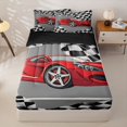 thumbnail image 1 of Manfei Red Sports Cars Zipper Twin Comforter Sets with Fitted Sheet and 2 Pillowcases,Classic Racing Print Zipper Bedding Set,Black Reversible,4pcs, 1 of 8