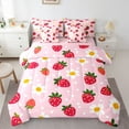 thumbnail image 1 of Manfei Red Strawberry 7pcs Bedding Comforter Set,Cute Daisy Flower Queen Bedding Sets,Girls Pink Queen Sheet Sets For Princess Kids,Super Cozy Room Decor Reversible, 1 of 8