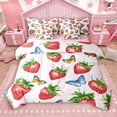 thumbnail image 1 of Manfei Red Strawberry Fruit 7-Piece Twin Bedding Sets for Kids, Kawaii Dreamy Butterfly Bedding Comforter Set, Pink Cartoon Theme Reversible Sheet Sets, Luxury Bedroom Decor, 1 of 8