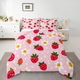 thumbnail image 1 of Manfei Red Strawberry King Size Comforter Sets,Cute Daisy Flower Bedding Comforter Set,Girls Pink Bedding Set For Princess Kids,Super Cozy Room Decor Reversible,3 Pieces, 1 of 7
