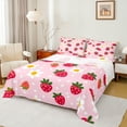 thumbnail image 1 of Manfei Red Strawberry Queen Sheet Sets,Cute Daisy Flower Flat Sheet,Girls Pink Queen Fitted Sheet For Princess Kids,Super Cozy Room Decor,4-Piece, 1 of 7