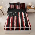 thumbnail image 1 of Manfei Red White Black Stripes Zipper Twin Comforter Sets with Fitted Sheet and 2 Pillowcases,Grunge Us Flag Zipper Bedding Set,Red Black,Black Reversible,4pcs, 1 of 8