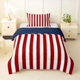 thumbnail image 1 of Manfei Red White Stripes Twin Comforter Sets,Modern Geometric Bedding Set,Navy Blue Reversible,2pcs,1 Comforter and 1 Pillowcase, 1 of 7
