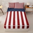 thumbnail image 1 of Manfei Red White Stripes Zipper Twin Comforter Sets with Fitted Sheet and 2 Pillowcases,Modern Geometric Zipper Bedding Set,Navy Blue Reversible,4pcs, 1 of 8