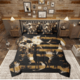 thumbnail image 1 of Manfei Reindeer Elk Print Bedding Comforter Set 7pcs for Adult, Vintage American Flag Queen Bedding Sets, Wildlife Animal Reversible Queen Sheet Sets, Microfiber Bedroom Decor, 1 of 7