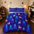 thumbnail image 1 of Manfei Reindeer Queen Comforter Set Christmas Comforter Sets Queen, Gray Green 3pcs 1 Comforter and 2 Pillowcases, Navy Reversible, 1 of 6