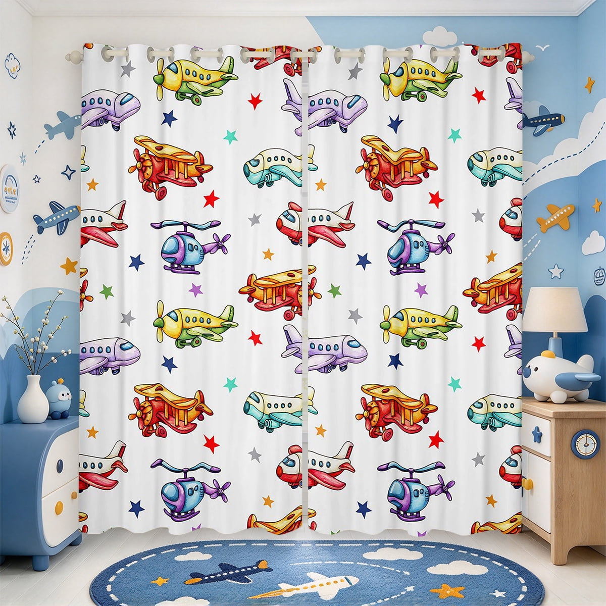 Helicopter Rescue Signs Manfei Rescue Helicopter Blackout Curtains Set of 2 (52x84 Each),Plane ...
